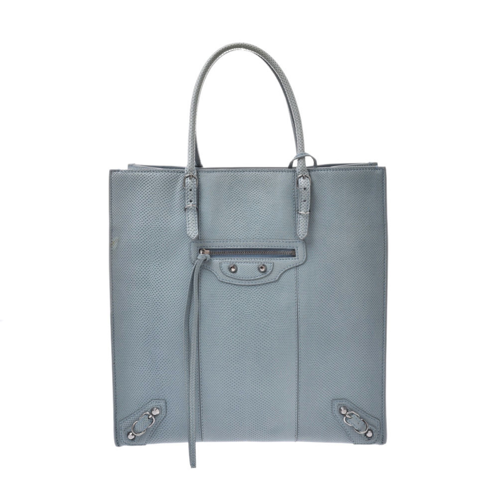 BALENCIAGA The Paper Tote Bag Blue Calfskin Leather Handbag